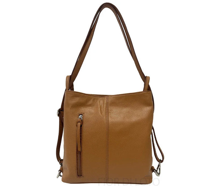 Italian Leather Convertible Shoulder Bag Backpack