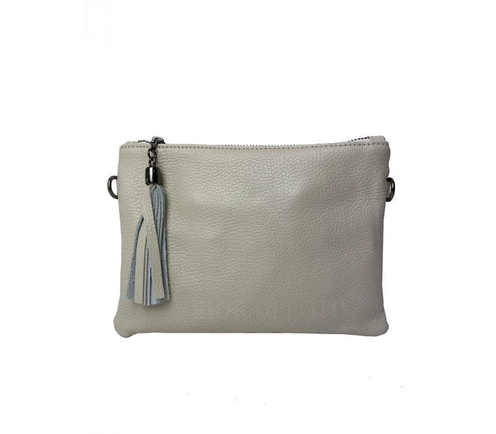 Italian Leather Beige Shoulder Bag Wristlet