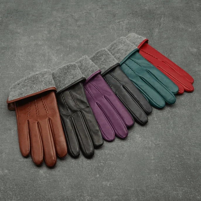 Sheepskin Leather Lined Seemed Gloves-Italian Leather