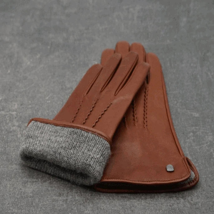 Sheepskin Leather Lined Seemed Gloves-Italian Leather