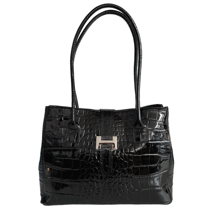 Italian Leather Black Shoulder Bag