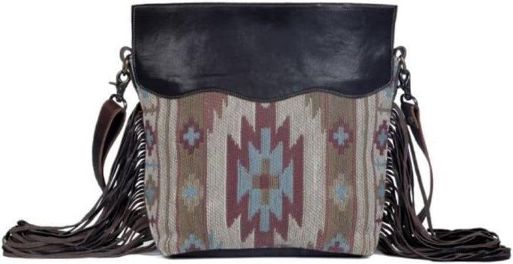 Mercury Tooled Leather Fringe Shoulder Bag