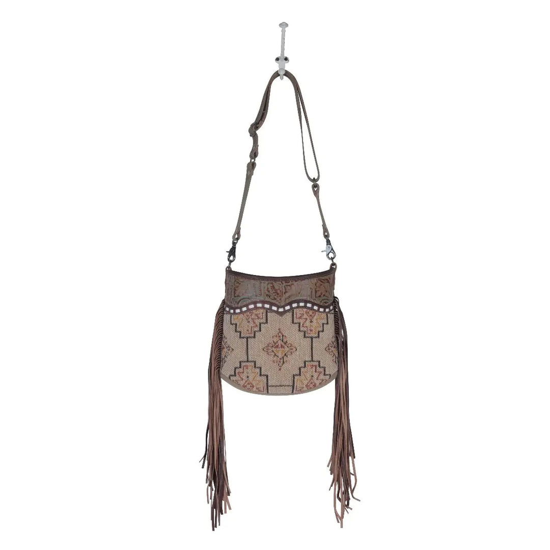 Misty Brown Leather & Canvas Crossbody