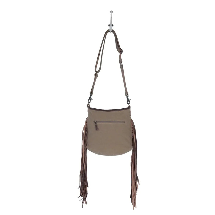 Misty Brown Leather & Canvas Crossbody