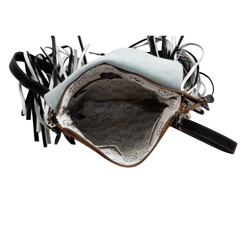 Myra ThunderFly Fringed Leather Bag in Silver Dust main image 1