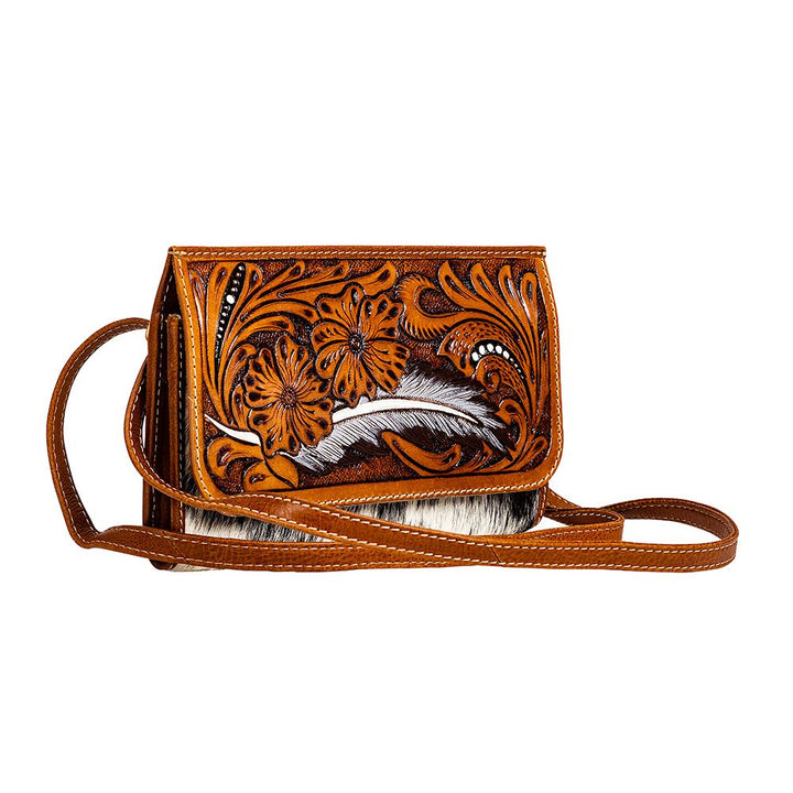 Myra Hand-Tooled Leather Shoulder Bag-Leather Crossbody Clutch