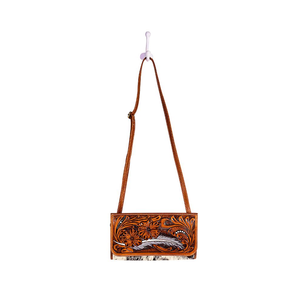 Myra Hand-Tooled Leather Shoulder Bag-Leather Crossbody Clutch