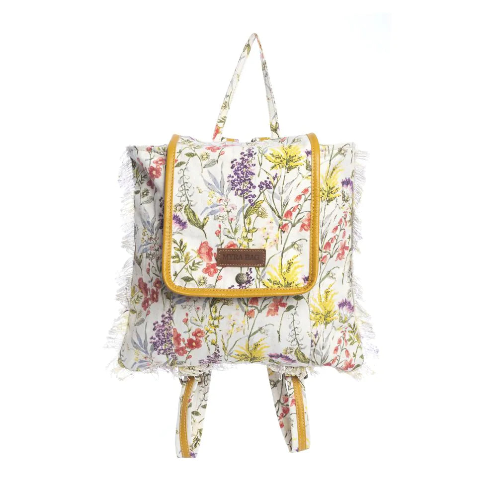 Floral Meadow Canvas & Leather Backpack