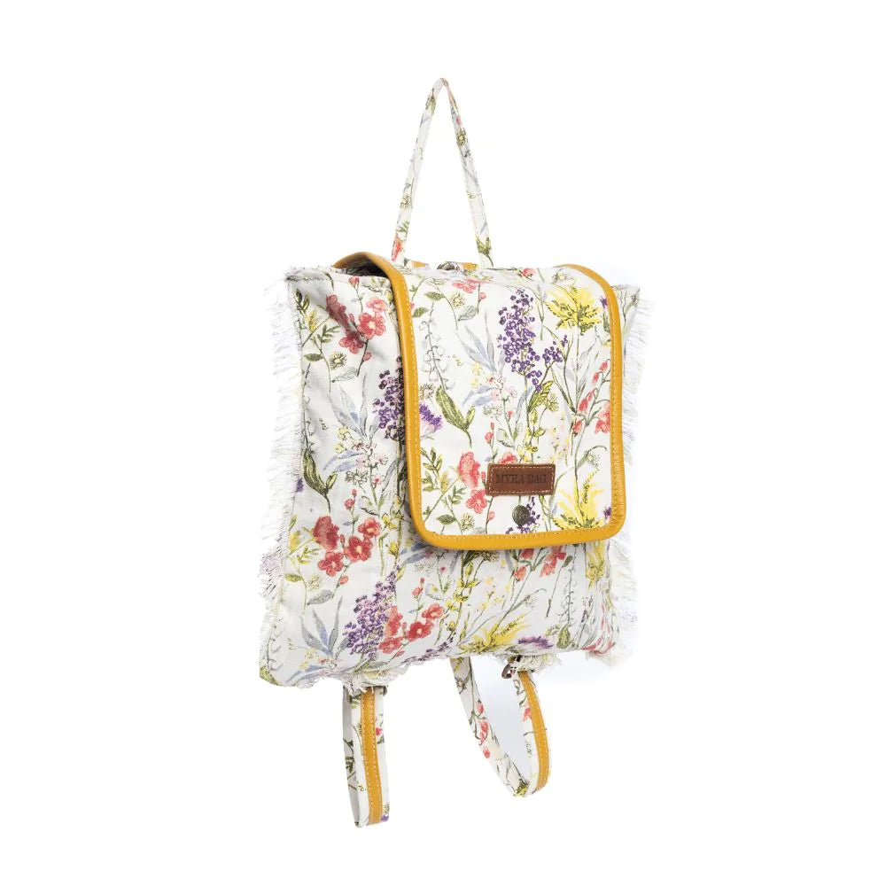 Floral Meadow Canvas & Leather Backpack