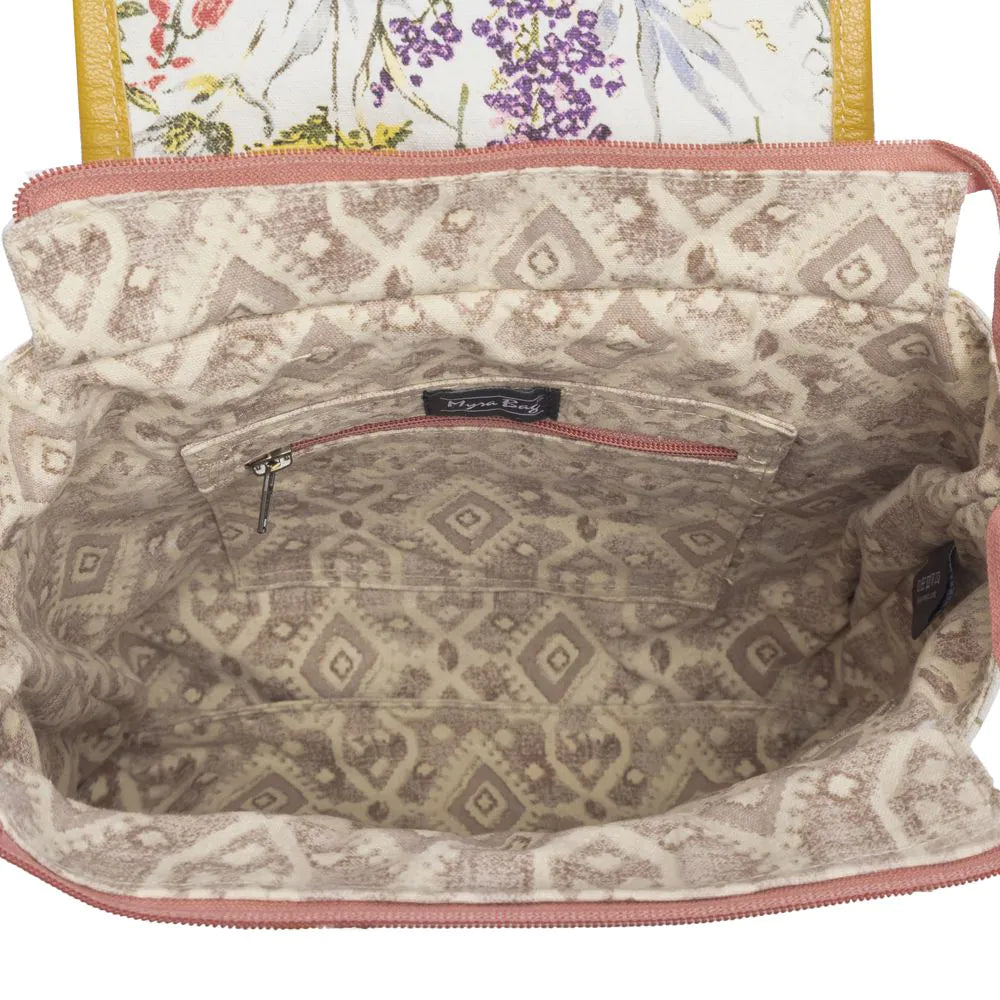 Floral Meadow Canvas & Leather Backpack