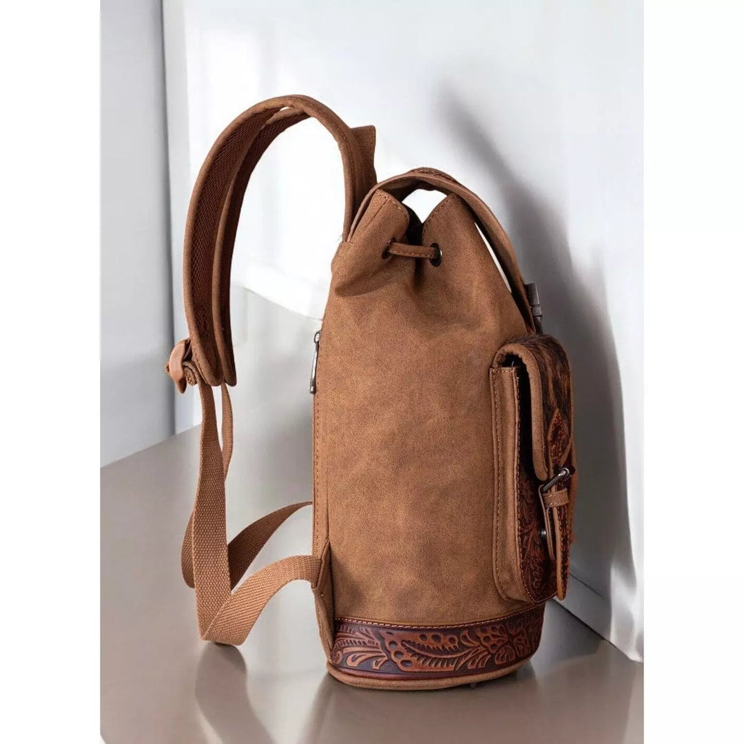 Trinity Ranch Hair On Cowhide Tooled Backpack