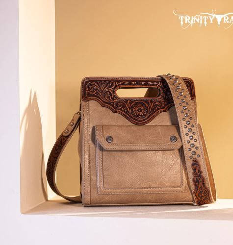 Trinity Ranch Cowhide Floral Tooled Concealed Carry Crossbody