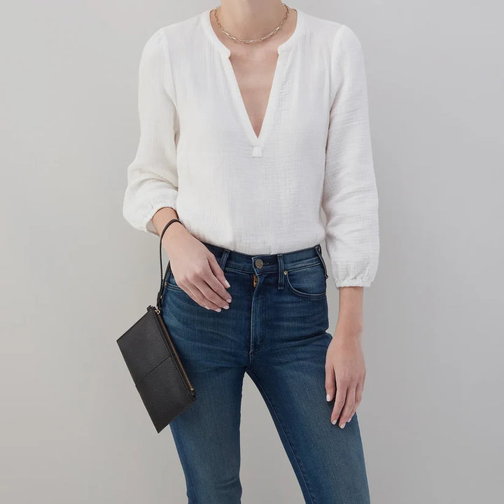 HOBO Vida Small Leather Pouch with Wristlet Strap