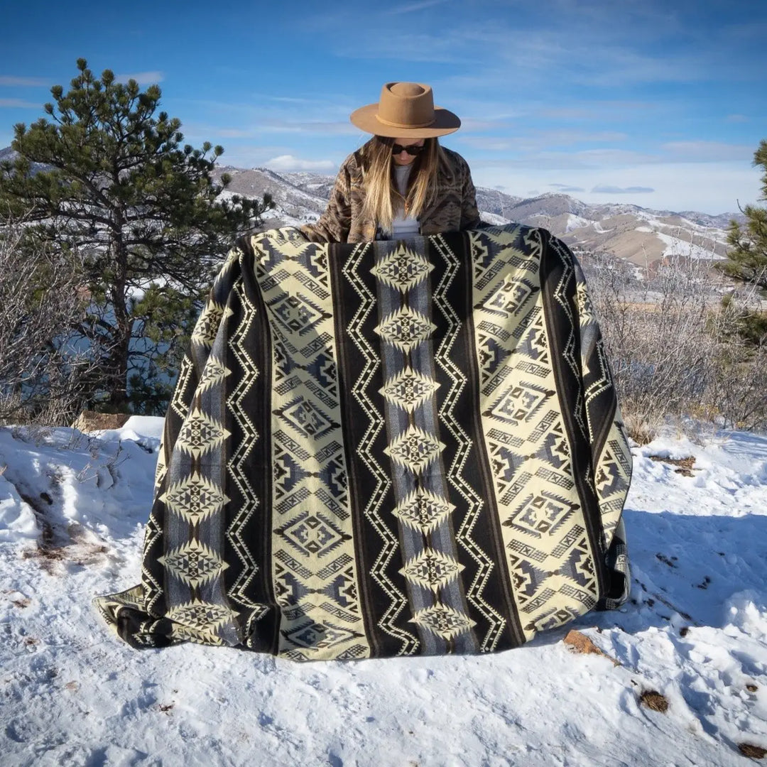 Andean Alpaca Wool Aztec Throw Blanket