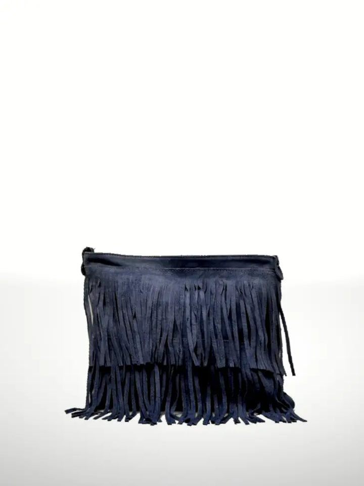 Italian Leather Fringe Shoulder Bag - BELLISIMA HANDBAGS USA