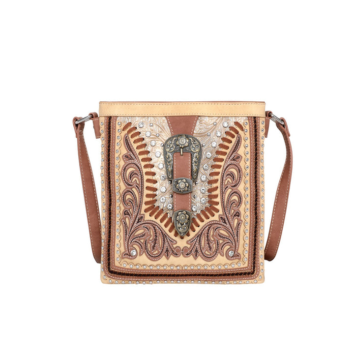 Floral Embossed Concealed Carry Bag - BELLISIMA HANDBAGS USA