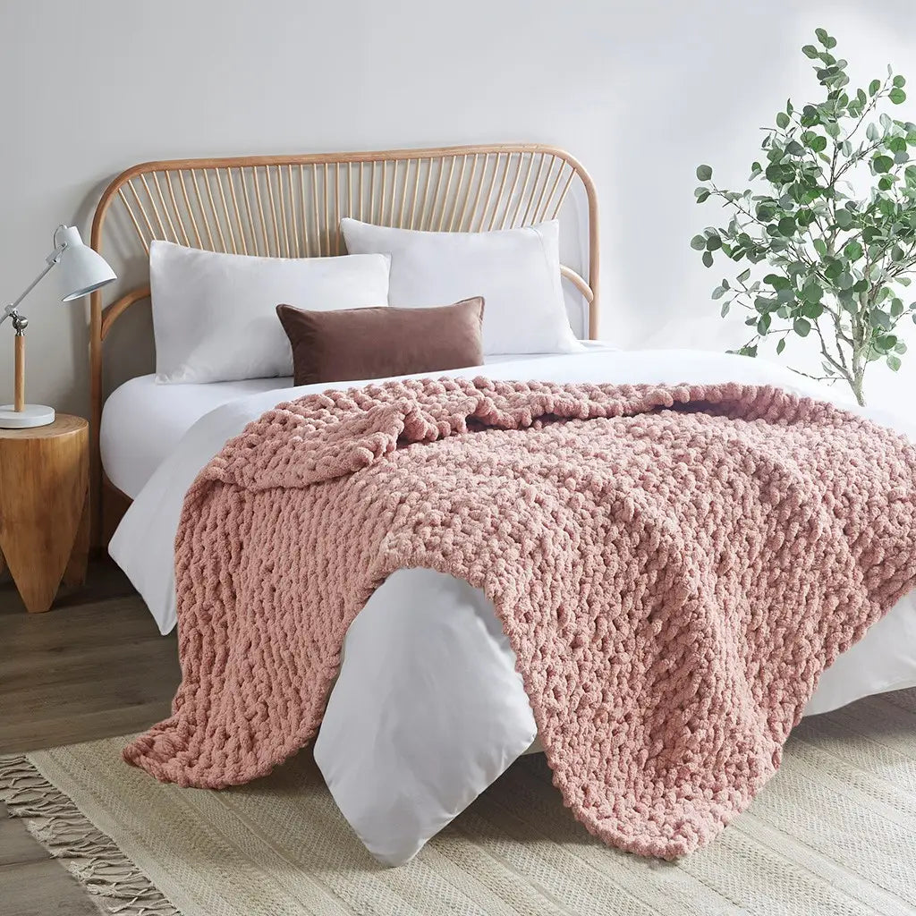 Chenille Chunky Knit Throw Blanket - BELLISIMA HANDBAGS USA