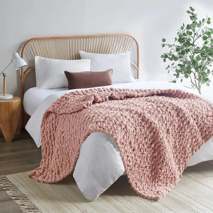 Chenille Chunky Knit Throw Blanket - BELLISIMA HANDBAGS USA