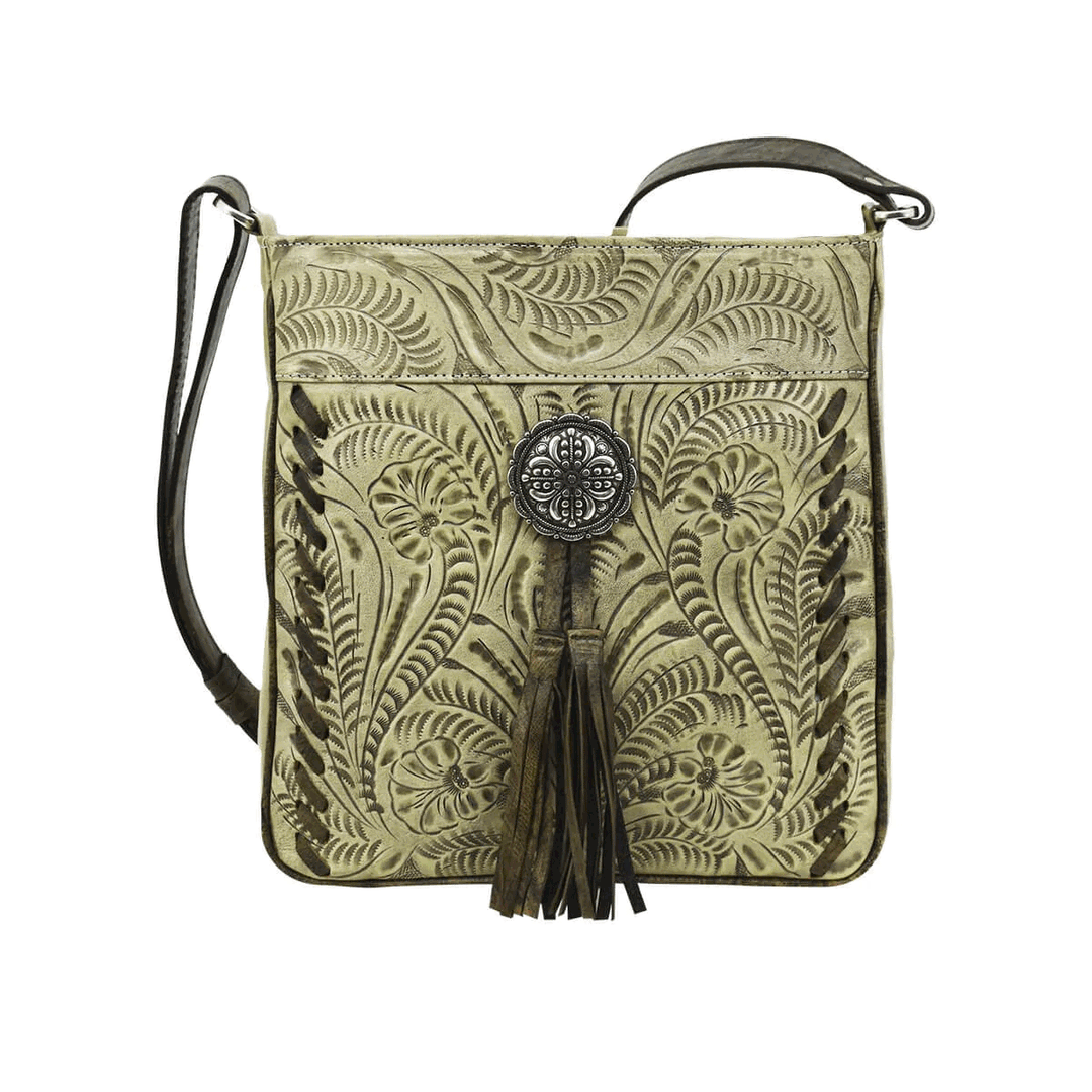 Tooled Leather Crossbody - BELLISIMA HANDBAGS USA