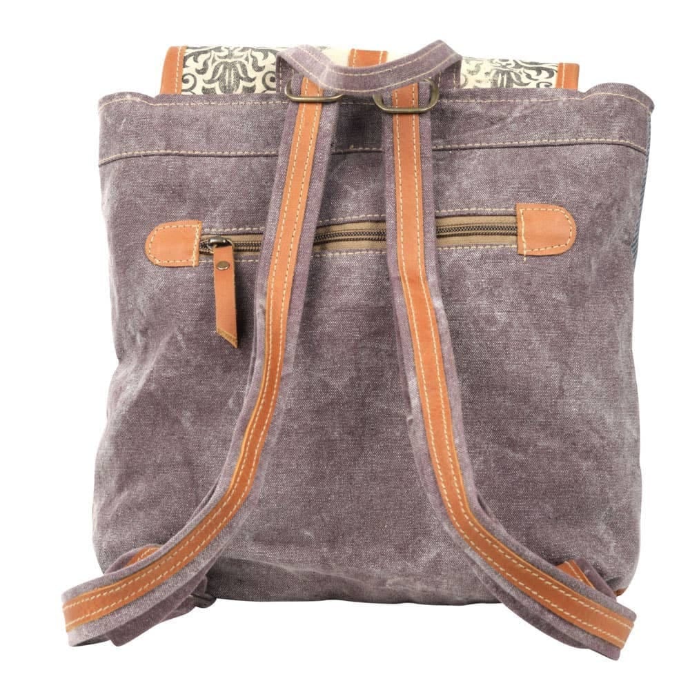 Canvas & Leather Floral Backpack - BELLISIMA HANDBAGS USA