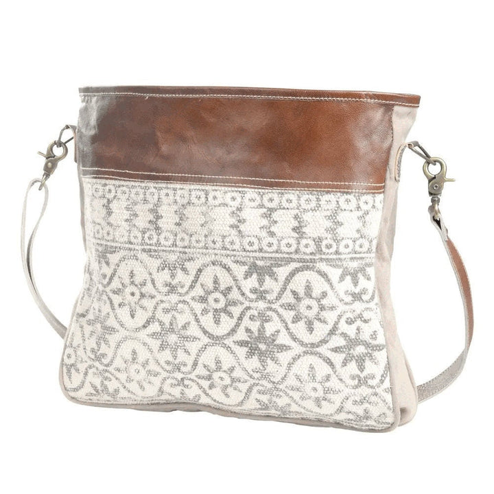 Canvas & Leather Crossbody-Tapestry Shoulder Bag - BELLISIMA HANDBAGS USA