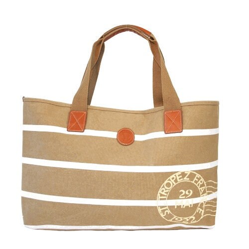 Nautical Striped Canvas Tote - BELLISIMA HANDBAGS USA