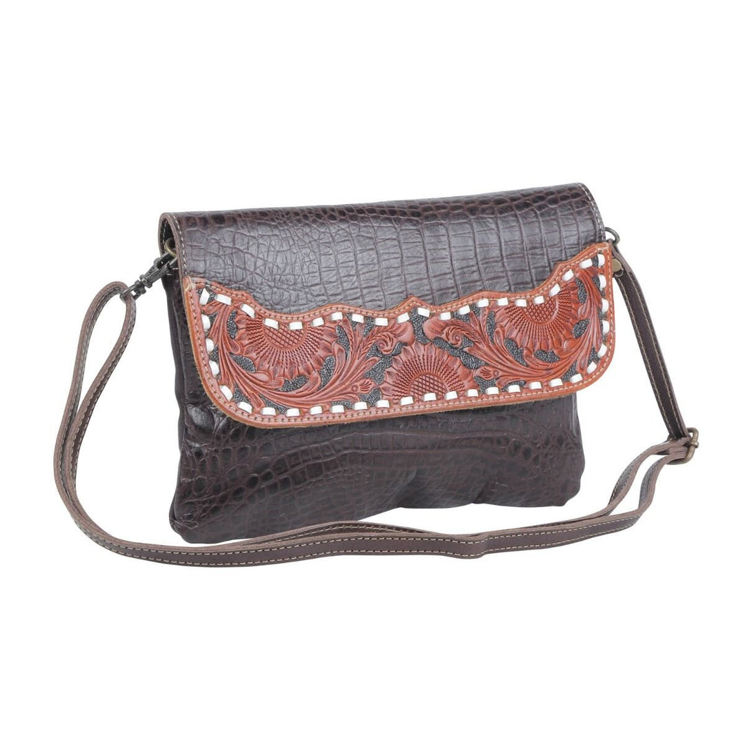 Myra CocoSplash Hand-Tooled Leather Shoulder Bag