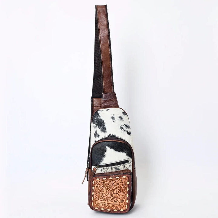 Ladies Tooled Leather Sling Bag