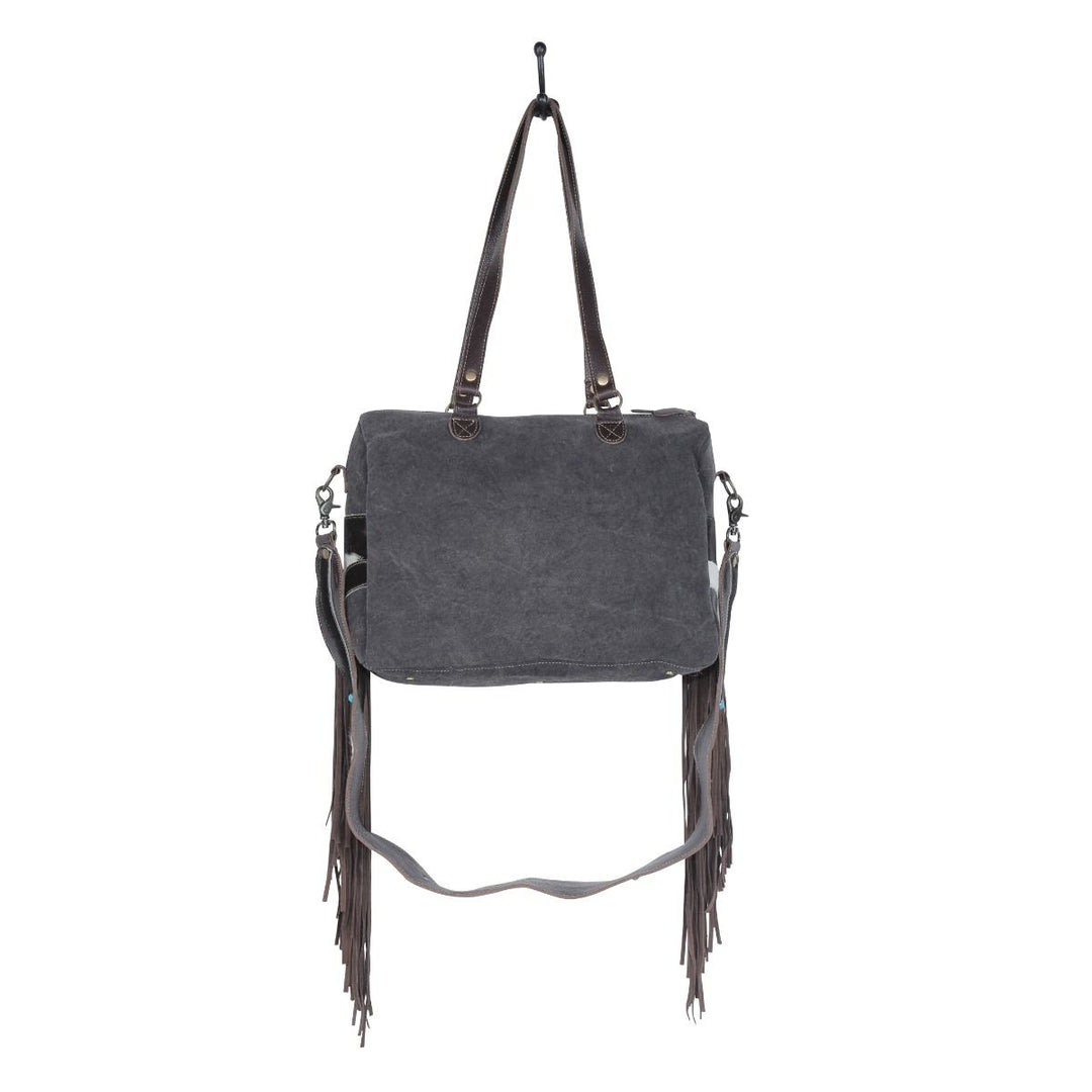 Canvas Leather Fringe Crossbody - BELLISIMA HANDBAGS USA