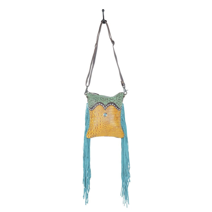 Tales Gem Leather Fringe Shoulder Bag - BELLISIMA HANDBAGS USA